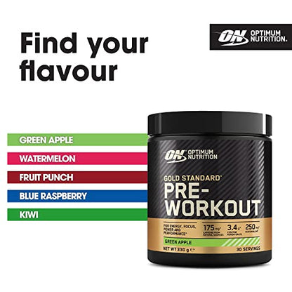 Optimum Nutrition Gold Standard Pre Workout Green Apple Flavoured Powder, 330g