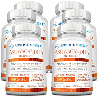 Approved Science® Ashwagandha 1500mg with Bioperine® and Ginger- Alleviate Sleepless