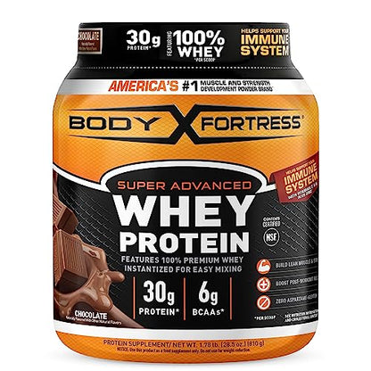 Body Fortress 100% Whey, Premium Protein Powder, Chocolate, 1.78lbs (Packaging May