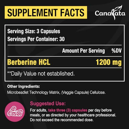 Berberine Supplement 1200mg Berberine HCL - High Bioavailability Microbeadlet Complex