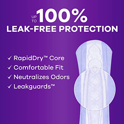 Always Discreet Adult Moderate Long Incontinence Pads, Up to 100% Leak