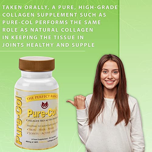 Pure-COL Collagen 90 Capsules 400mg Bio-Active Matrix High Strength Collagen Tablets