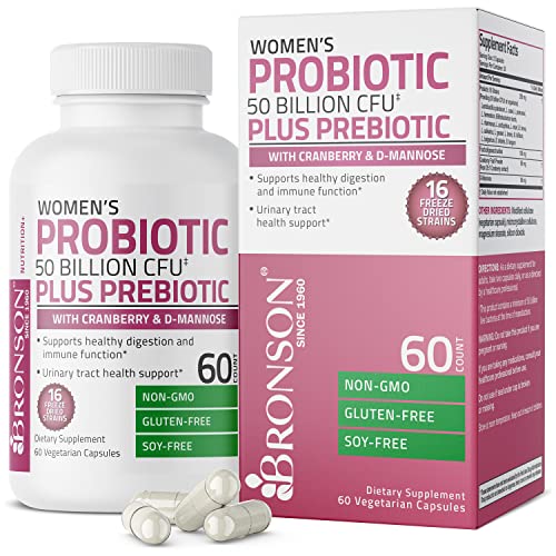 Bronson Women's Probiotic 50 Billion CFU + Prebiotic with Cranberry & D-Mannose 