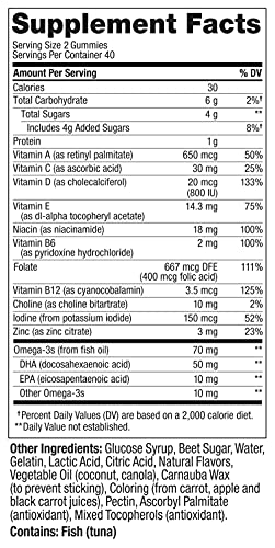 OLLY Prenatal Multivitamin Gummy, Supports Healthy Growth and Brain Development, Folic Acid