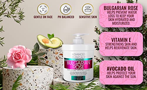 Advanced Clinicals Bulgarian Rose Anti Aging Vitamin E Moisturizer Body Lotion & Face