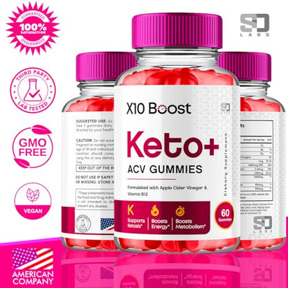 (2 Pack) X10 Boost Keto ACV Gummies Advanced Weight Loss, X10 Boost Keto