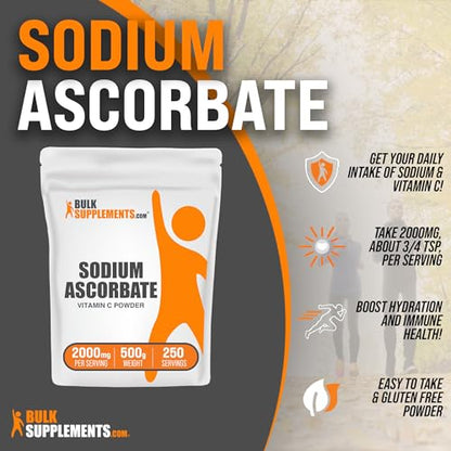 BulkSupplements.com Sodium Ascorbate Powder - Antioxidant Powder - Sodium Ascorbate