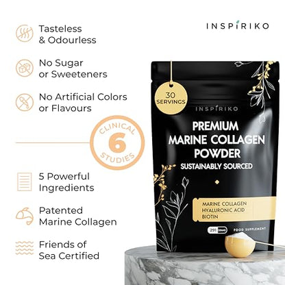 Marine Collagen Powder for Women - Marine Collagen with Hyaluronic Acid, Vitamin C