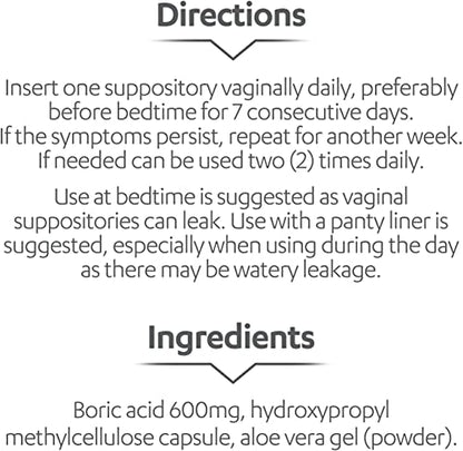 AZO Boric Acid Vaginal Suppositories (30 Count) + Complete Feminine Balance Daily Probiotics for Women