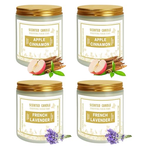 4 Pack Candles for Home Scented, Lavender & Cinnamon Candles Gifts for Women, 28 oz 200H Long