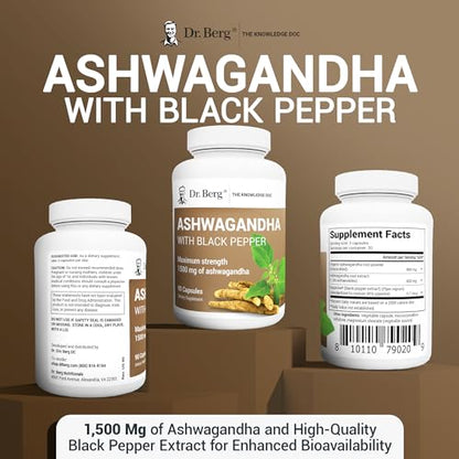 Dr. Berg Ashwagandha Capsules 1500mg - Includes Organic Ashwagandha Root