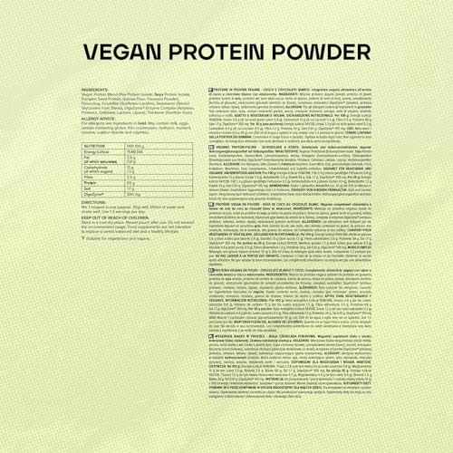 Bulk Vegan Protein Powder, White Chocolate Coconut, 1 kg, New & Improved Formula, 28 Servings