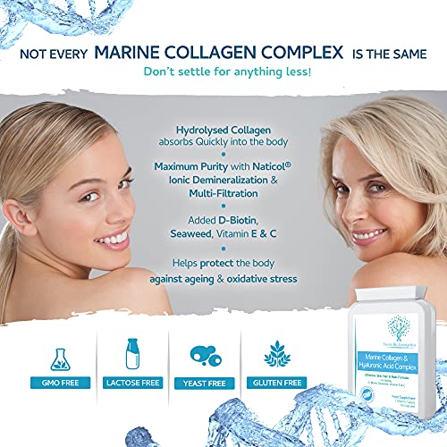 Marine Collagen & Hyaluronic Acid Complex - 60 Capsules - 500mg of Highly Bioavailable Naticol® Hydrolysed Collagen