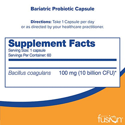 Bariatric Fusion Probiotic Capsule | Easy to Swallow Bariatric Vitamin | 10 Billion CFU