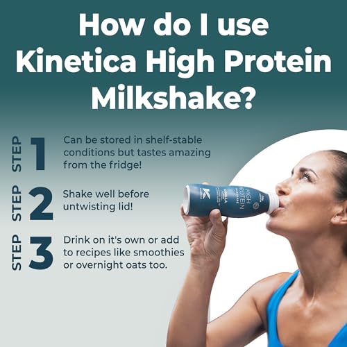 Kinetica Ready-to-Drink Protein Shake, 12 X 330mls, 165 cals, 25g Protein per Bottle, Low Fat (Strawberry)