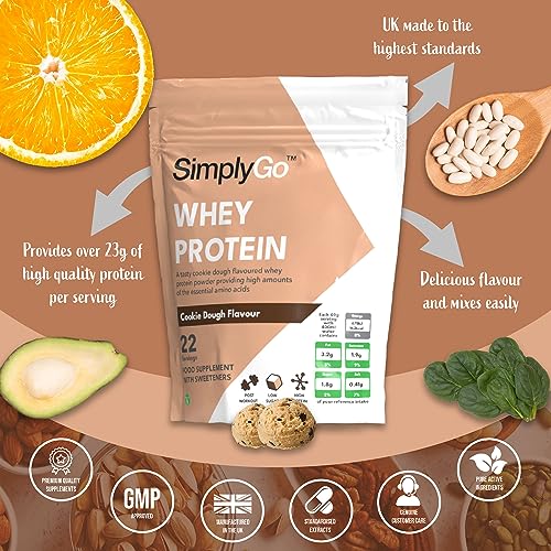 SimplyGo Whey Protein Powder | 900g | Simply Add 30g to Water, Juice or Shakes (Cookie Dough)