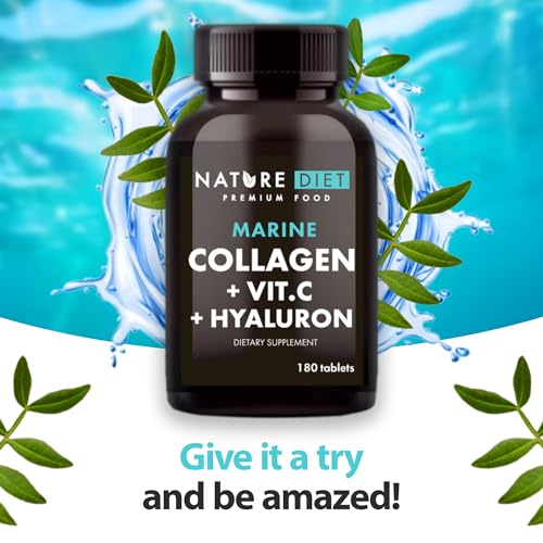 Nature Diet - Marine Collagen with Hyaluronic Acid and Vitamin C, 180 tablets, 500 mg , Peptan F , Fish Collagen