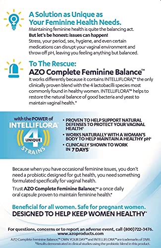 AZO Complete Feminine Balance Daily Probiotics for Women, Clinically Proven to Help Protect Vaginal Health