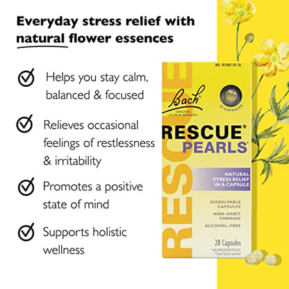 Bach RESCUE PEARLS, Natural Orange Vanilla Flavor, Natural Stress Relief, Homeopathic Flower Essence