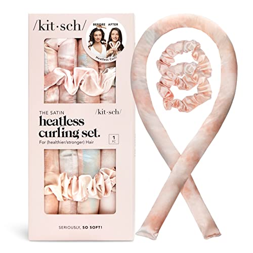 Kitsch Satin Heatless Curling Set - Overnight Hair Curlers to Sleep in, Heatless Curls