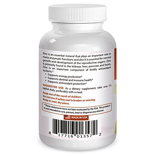 Best Naturals Zinc Supplement as Zinc Gluconate 50mg 240 Tablets Pack of 2