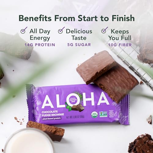 ALOHA Organic Plant-Based Protein Bars | Chocolate Fudge Brownie | Vegan, Gluten-Free