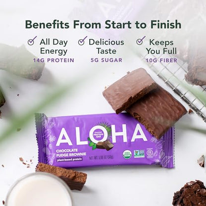 ALOHA Organic Plant-Based Protein Bars | Chocolate Fudge Brownie | Vegan, Gluten-Free