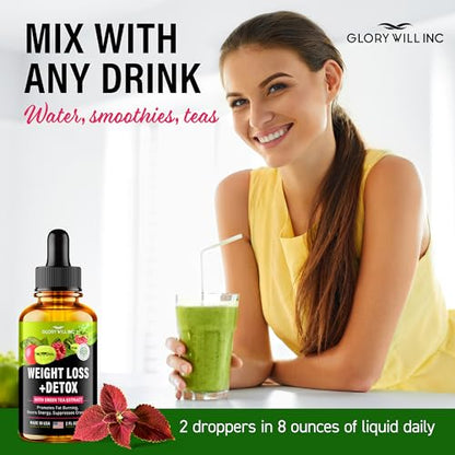 Glory Will Inc Weight Loss Drops Natural Detox Made in USA - Diet Drops for Fat Loss