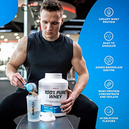 BioTechUSA 100% Pure Whey | Protein Powder with BCAA and Glutamine | Gluten-Free, Palm Oil Free