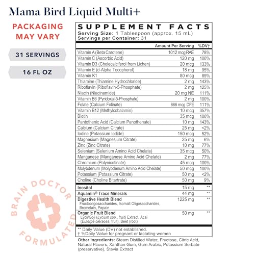 Best Nest Wellness Mama Bird Liquid Prenatal Vitamin, Methylated Prenatal Vitamins