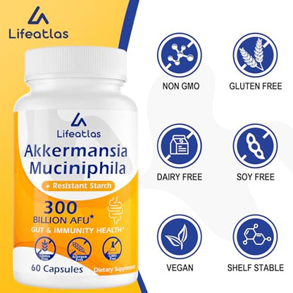 300 Billion AFU Akkermansia Muciniphila - Live Akkermansia Probiotics for Women & Men