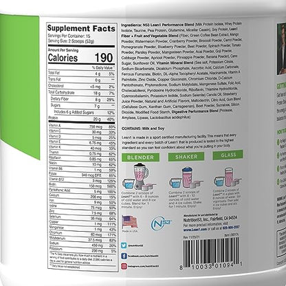 Lean1 Strawberry, 15 Serving tub, Fat Burning Meal Replacement by Nutrition53