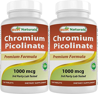 Best Naturals Chromium Picolinate 1000 mcg 120 Tablets (Pack of 2)