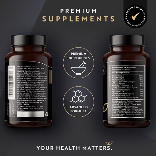 Premium Multi Collagen Protein Capsules with Type I, II, III - Includes Hydrolysed Grass