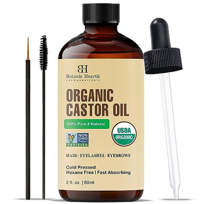 Botanic Hearth Castor Oil | USDA Certified Organic |100% Pure & Hexane Free | Cold Pressed | Growth