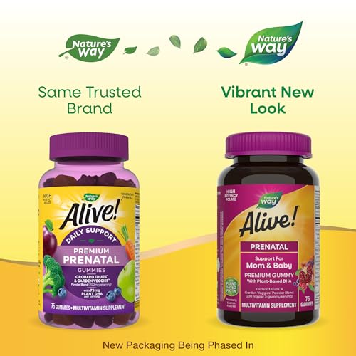 Nature's Way Alive! Complete Premium Prenatal Gummy Multivitamin, High Potency Folate