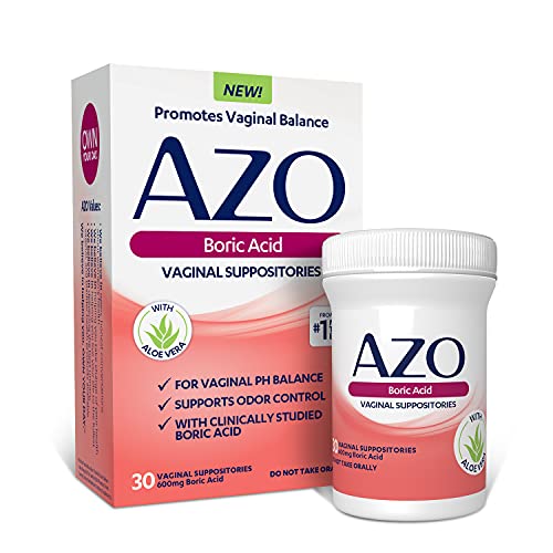 AZO Boric Acid Vaginal Suppositories, Helps Support Odor Control and Balance Vaginal PH