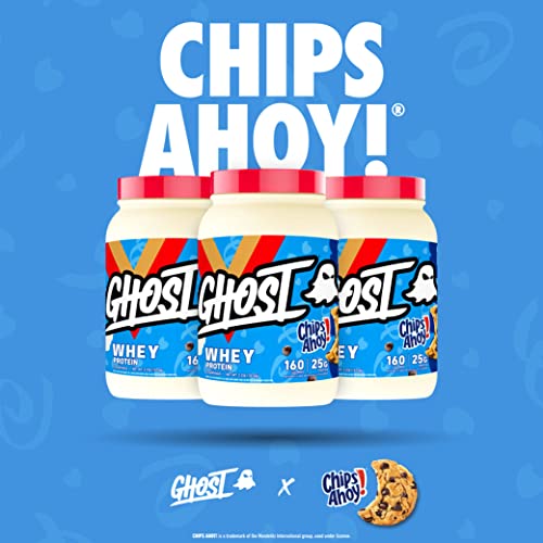 GHOST Whey Protein Powder, Chips Ahoy - 2LB Tub, 25G of Protein - Chocolate Chip Cookie