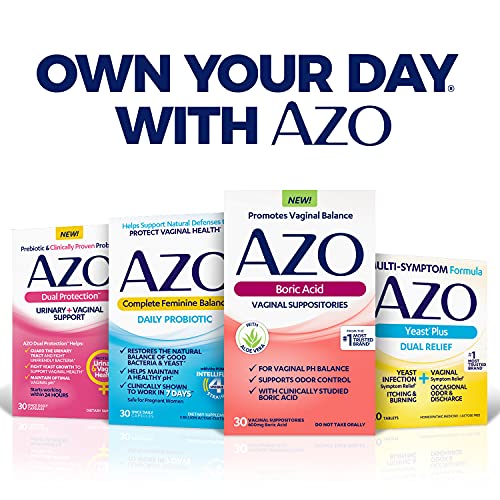 AZO Boric Acid Vaginal Suppositories, Helps Support Odor Control and Balance Vaginal PH