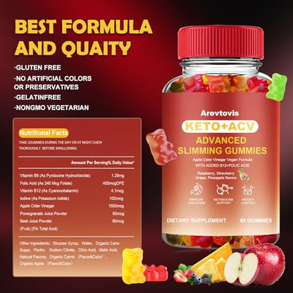 Arevtovis Apple Cider Vinegar Gummies - Boost Energy, Detox & Support Gut Health ACV