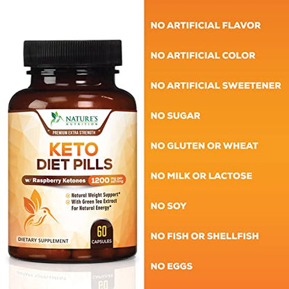 Keto Pills 1200mg - Advanced Support Lean Keto Diet Pills - Use Fat for Energy & Focus in Ketosis