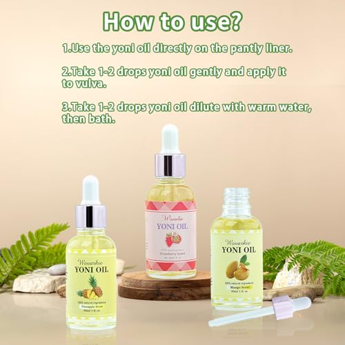 3 Packs Yoni Oil for Women, 100% Natural Feminine Oil Intimate Deodorant for Women, Eliminates Odor