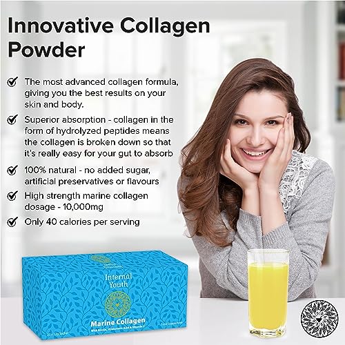 Marine Collagen Powder 10000mg with Hyaluronic Acid Biotin and Vitamin C A D3 E - Collagen