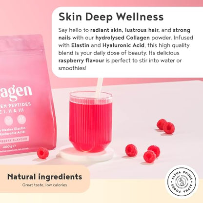 Collagen Powder with Hyaluronic Acid 400g - Premium Bovine Collagen Type I, II, III