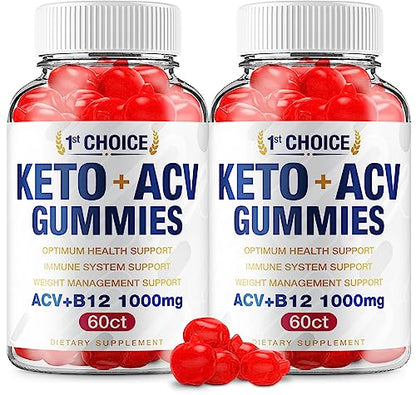 (2 Pack) 1st Choice Keto ACV Weight Loss Gummies Keto First Choice ACV Advanced Formula