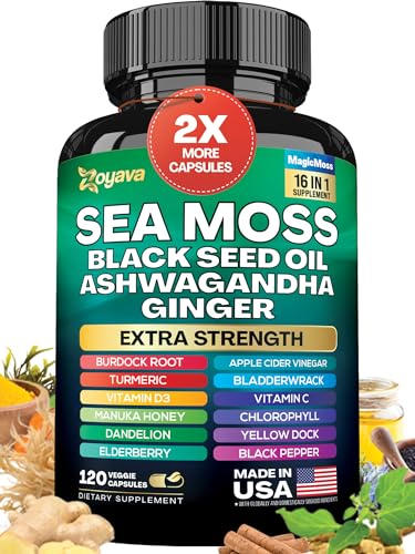 Sea Moss Black Seed Oil Ashwagandha Turmeric Bladderwrack Burdock & Ginger Vitamin