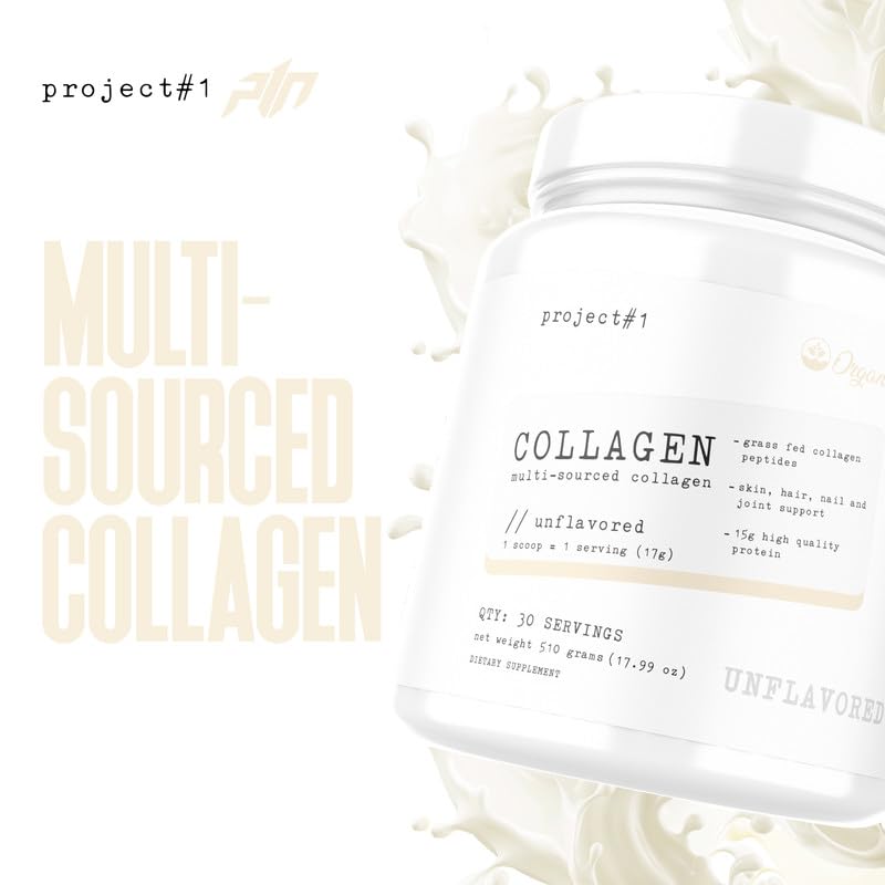 Project #1 Nutrition Multi-Sourced Collagen Powder | Grass-Fed Peptides for Skin, Hair