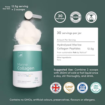 Marine Collagen 375g - 12.5g x 30 Servings - Naticol® Type 1 and 3 - Vitality Pro Hydrolysed Collagen