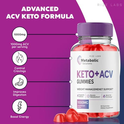 (2 Pack) Metabolic Solutions Keto ACV Gummies, Metabolic Solutions Keto+ACV Gummies