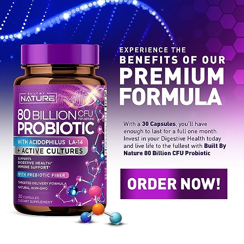 80 Billion CFU Probiotic - Daily Digestive Gut Health Supplement for Men & Women